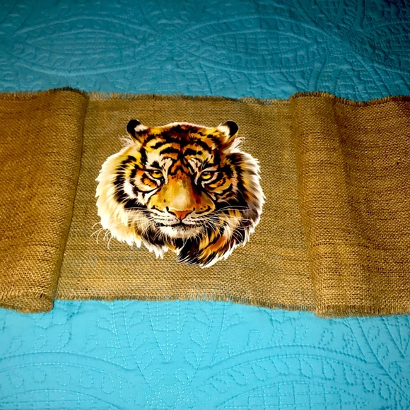 New Game Day Tiger Burlap Table Runner - Picture 4 of 7